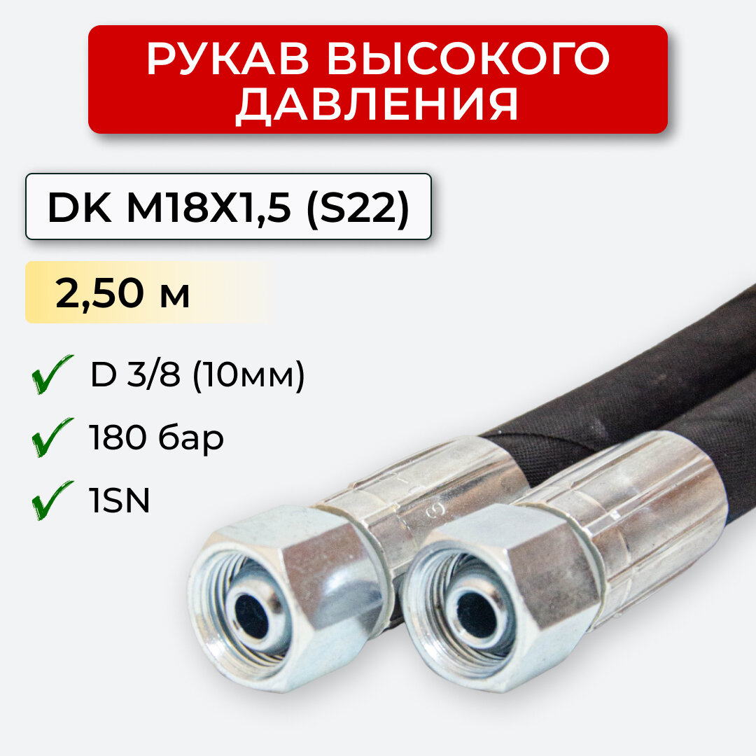 РВД (Рукав высокого давления) DK 10.180.250-М18х15 (S22)