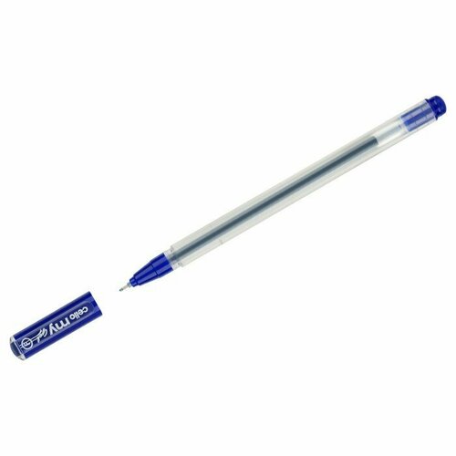 Ручка гелевая Cello "My gel" узел 0.5мм, синие чернила, мягкое письмо, матовый прозрачный корпус (комплект из 36 шт)