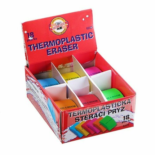 Ластик Koh-I-Noor 6225/18, пластиковый, цветной, микс (комплект из 36 шт) ластик 6225 18 пластиковый цветной микс 18 шт