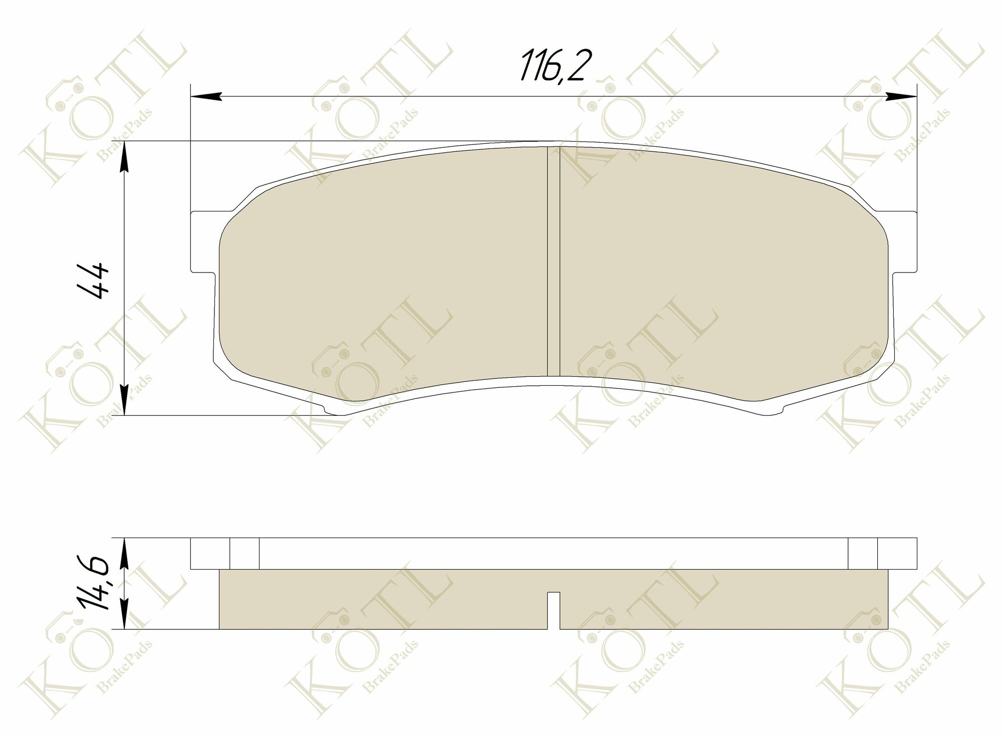 Колодки тормозные для toyota lc 80 90 120 90- mitsubishi pajero 3.8 3.2d 06- зад Kotl 1182KT