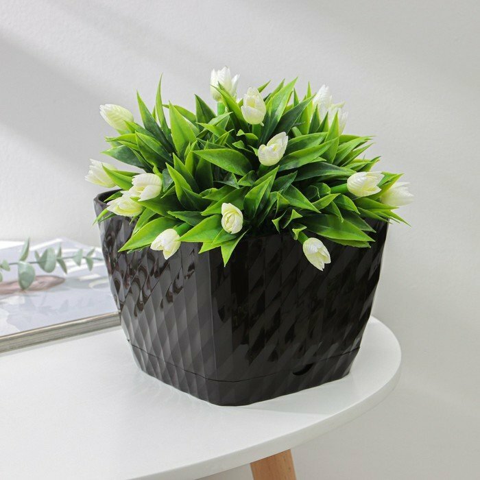 фото Горшок для цветов с поддоном «Классика», 2 л, цвет шоколадный (комплект из 6 шт)