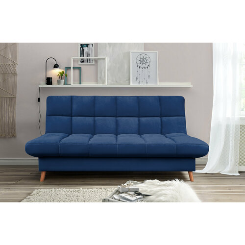 Стоун - прямой раскладной диван кровать (синий) Стоун с ящиком для хранения, без подлокотников, механизм клик-кляк, 200х93х99 см
