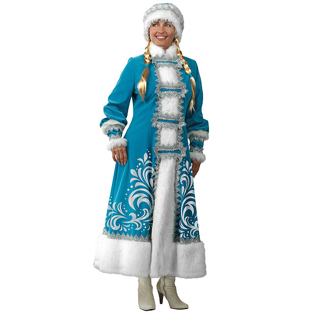Батик Карнавальный костюм для взрослых Снегурочка с аппликациями, 44-48 размер 151-44-48