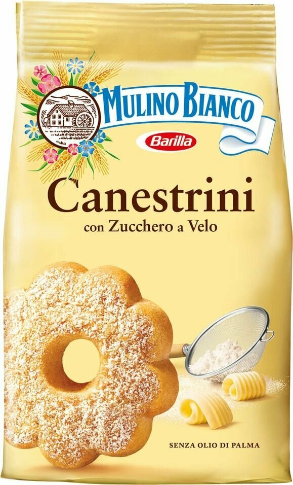 Печенье Mulino Bianco Canestrini сдобное с сахарной пудрой 200г х 3шт - фотография № 1