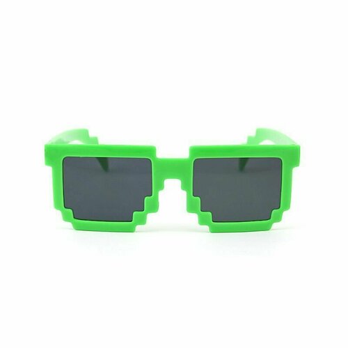 Карнавальные очки Пиксели, зеленые карнавальные пиксельные очки в узкой оправе пиксели