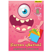 Картон цветной Silwerhof двустор. мелов. 8л. 8цв. A4 Монстрики 230г/м2 1диз.   ...