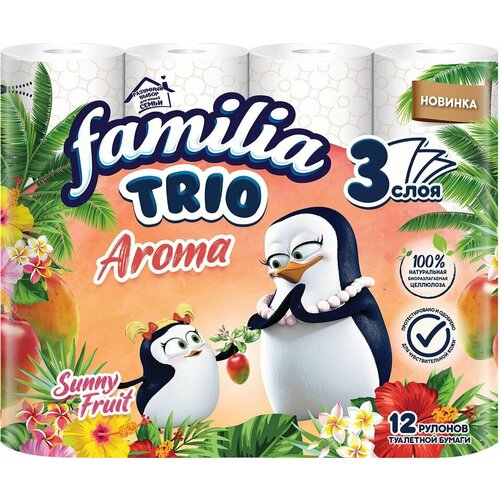 Туалетная бумага Familia Trio Sunny fruit 3 слоя 12 рулонов 1шт