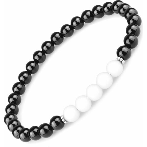 фото Плетеный браслет everiot, агат, оникс, размер 19 см, черный