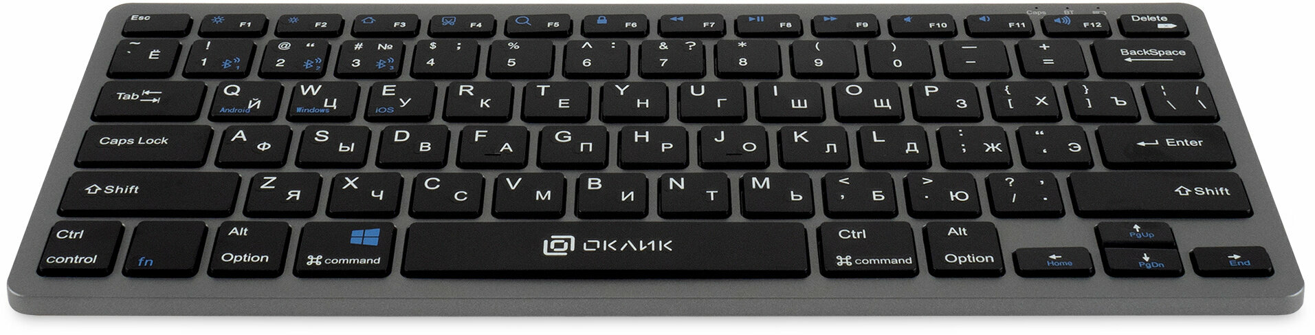 Клавиатура Oklick 835S USB Bluetooth/Радиоканал серый + черный [1696467]