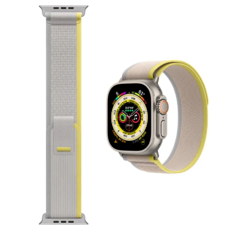 Нейлоновый тканевый ремешок "Trail Loop" для Apple Watch Series 1-8 и Ultra - 42/44/45/49 мм (эпл вотч), желтый-серый