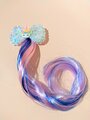 Бант для волос с разноцветными прядками на заколке