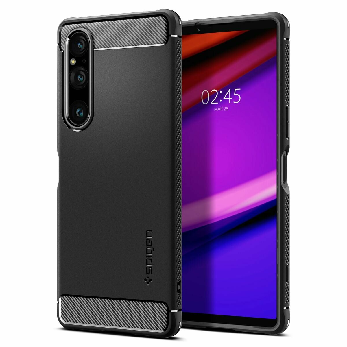 Чехол Spigen на Sony Xperia 1 V (ACS06204) Rugged Armor / Спиген чехол для Хпериа накладка, противоударный, с защитой камеры, черный