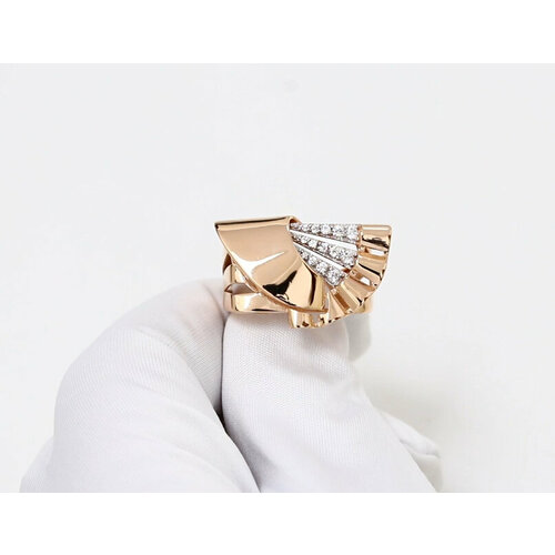 фото Кольцо diamant online, золото, 585 проба, фианит, размер 19, прозрачный
