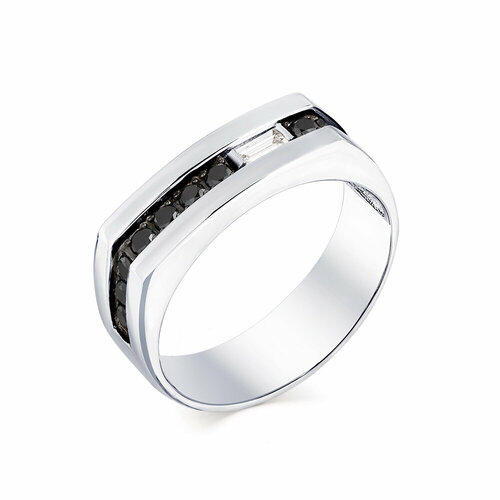 фото Кольцо diamant online, белое золото, 585 проба, бриллиант, размер 19.5, черный