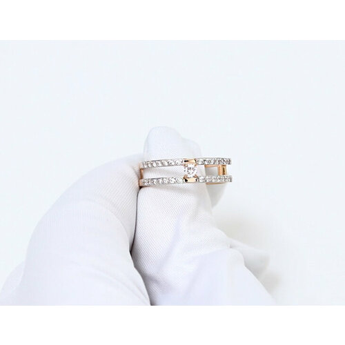 фото Кольцо diamant online, золото, 585 проба, фианит, размер 19, прозрачный