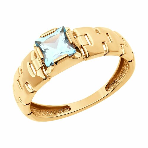 фото Кольцо diamant online, золото, 585 проба, топаз, размер 17.5