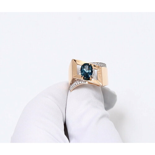 фото Кольцо diamant online, золото, 585 проба, топаз, фианит, размер 18