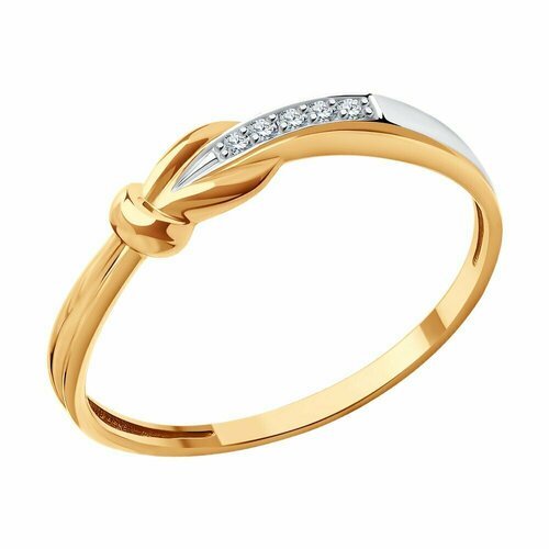 фото Кольцо diamant online, золото, 585 проба, фианит, размер 16.5, прозрачный