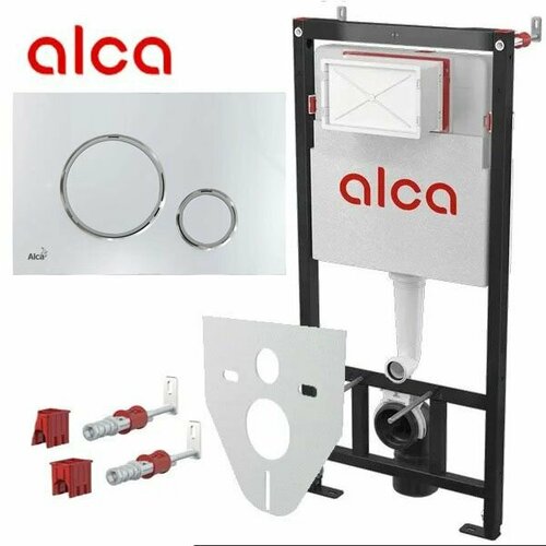 Alcaplast Set 4v1 для установки унитаза с панелью смыва хром гляцевая/матовая AM101/1120-4:1 RU M771-0001