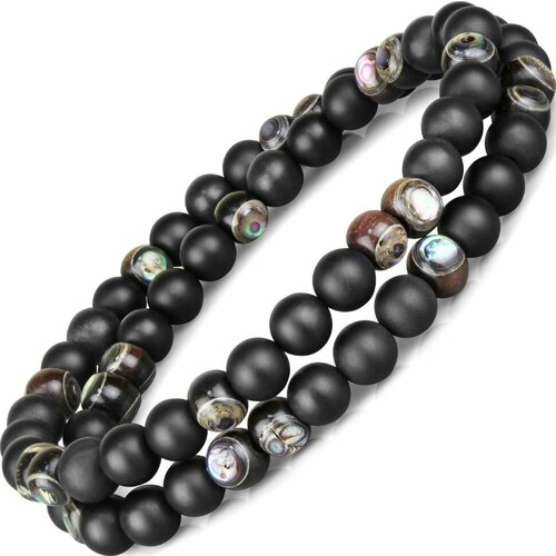 фото Браслет everiot, агат, размер 18 см, черный