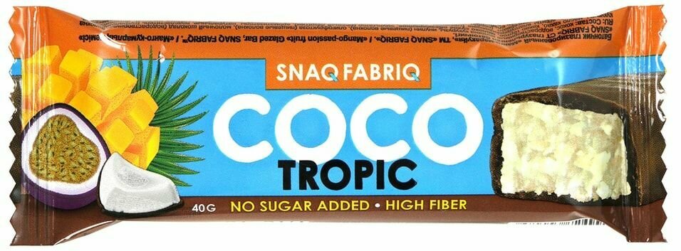 SNAQ FABRIQ Батончик кокосовый Coco без сахара глазированный "Манго-Маракуйя" 40г 30шт - фото №6