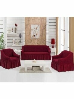 фото Чехол диван и 2 кресла трехместный универсальный. Комплект чехлов 3 местный диван и кресла