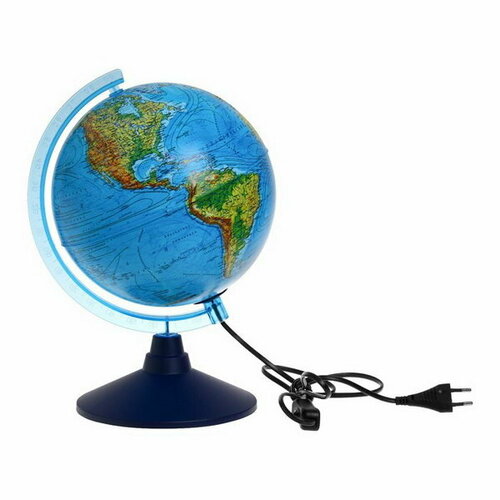 Глобус физико-политический интерактивный, рельефный, диаметр 210 мм, с подсветкой, с очками