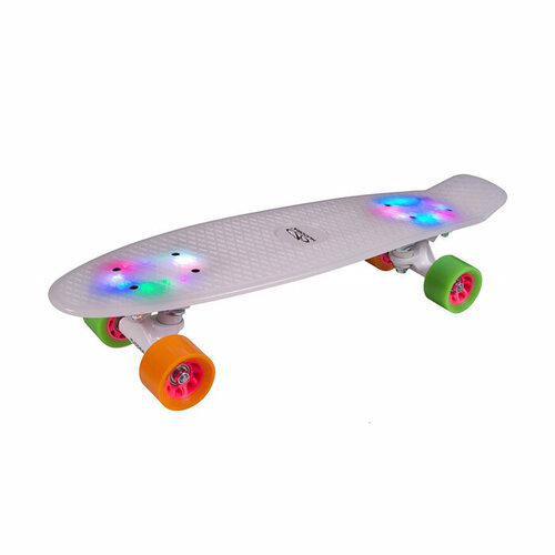 скейтборды hudora скейтборд retro с подсветкой iceglow HUDORA Скейтборд Hudora Skateboard Retro Rainglow, цвет белый с подсветкой