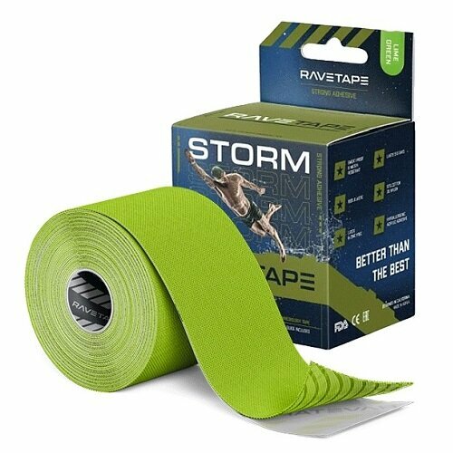 фото Кинезиотейп ravetape storm 5×5 lime rvts-lme-55