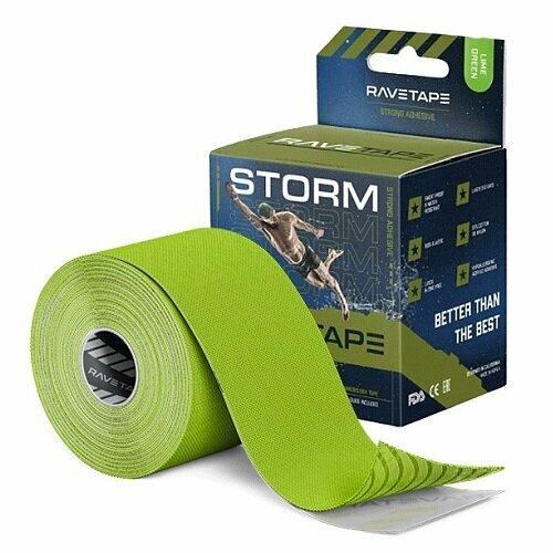 Кинезиотейп RaveTape STORM 5×5 Lime RVTS-LME-55