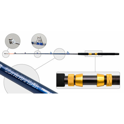 фото Спиннинг штекерный стекло 2 колена s master 3053 commander (300-700) 1,65 м под стакан с роликами surf master
