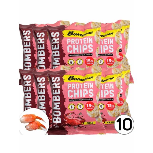 Чипсы Bombbar Protein Chips 10 x 50 г, Краб чипсы лейс 85 г из печи королевский краб