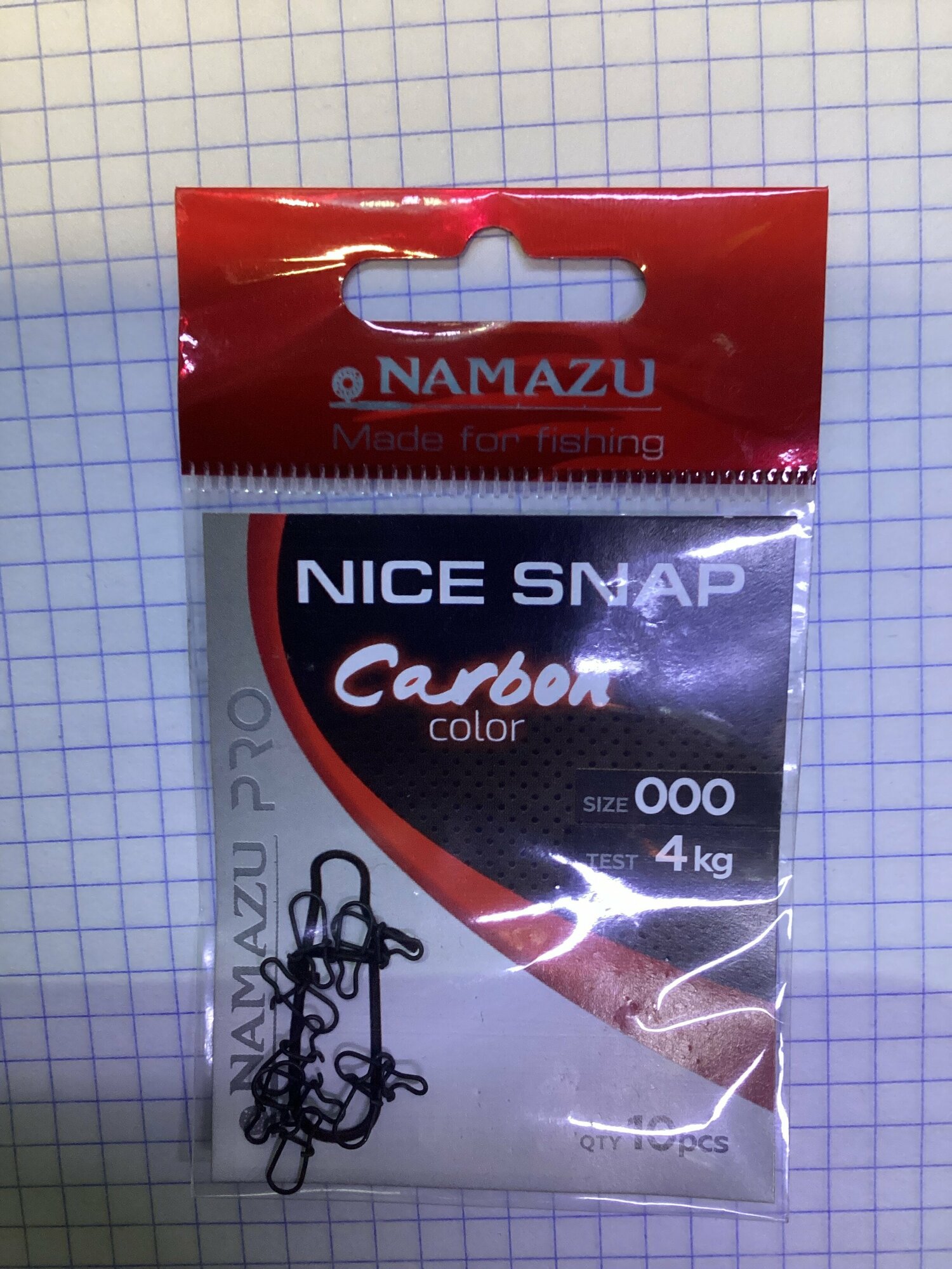 Карабин Namazu Pro NICE SNAP цв. Carbon р. 000 test-4 кг уп. 10 шт.