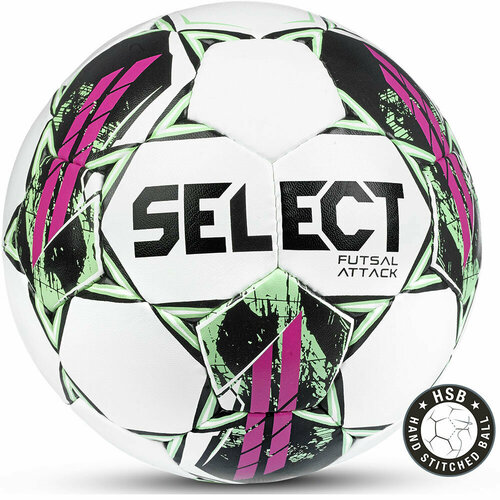 Мяч футзальный SELECT Futsal Attack V22 Grain 1073460009, размер 4 мяч для минифутбола select futsal attack v22 grain white purple 62 64