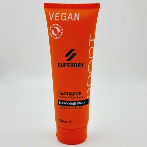 Гель для мытья тела и волос мужской SuperDry ReCharge Mandarin+Warm Amber 250 мл (Из Финляндии)