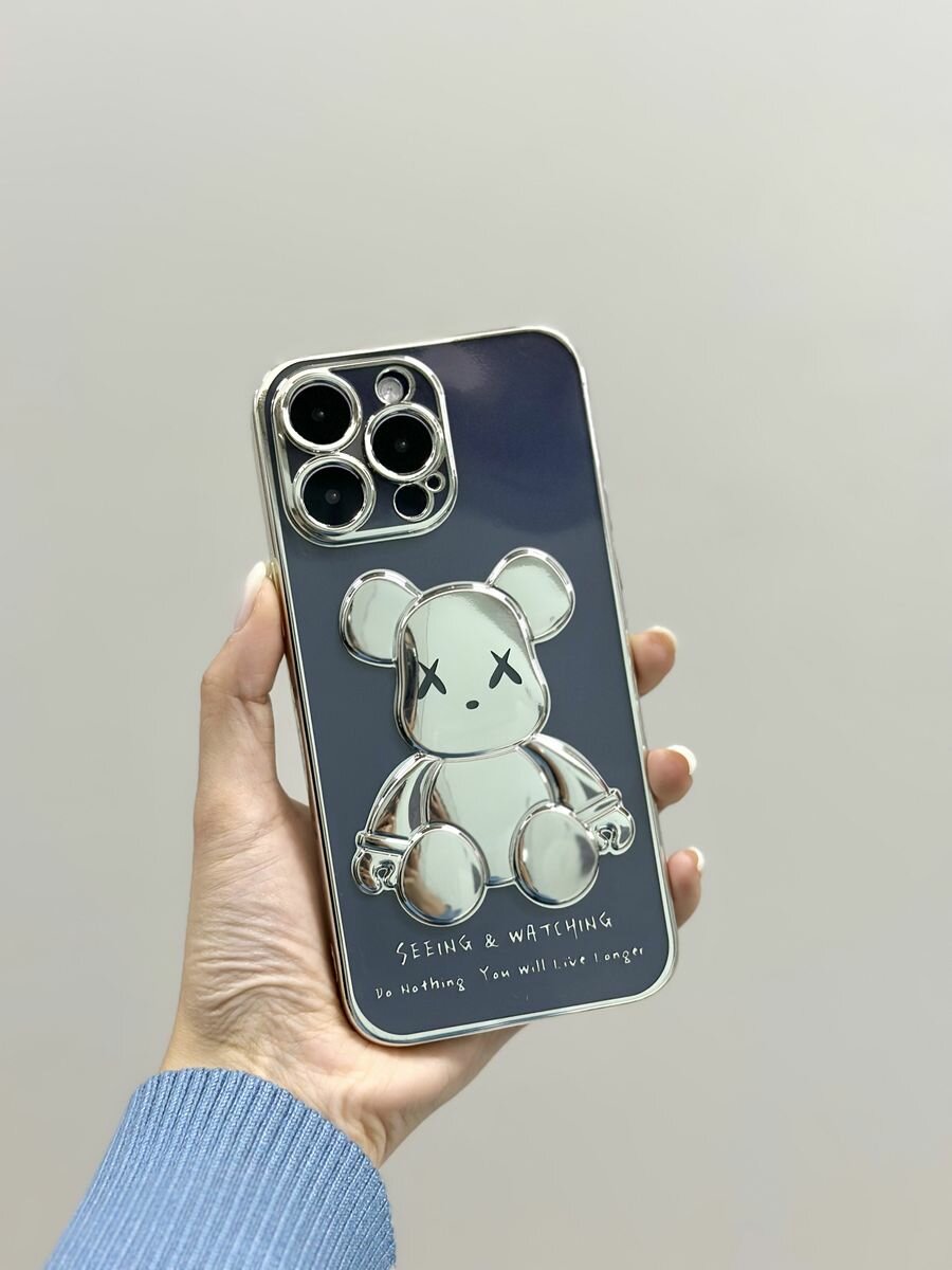Чехол О'кейси для iPhone 14 Pro, ударопрочный, прозрачный с рисунком, серебристый