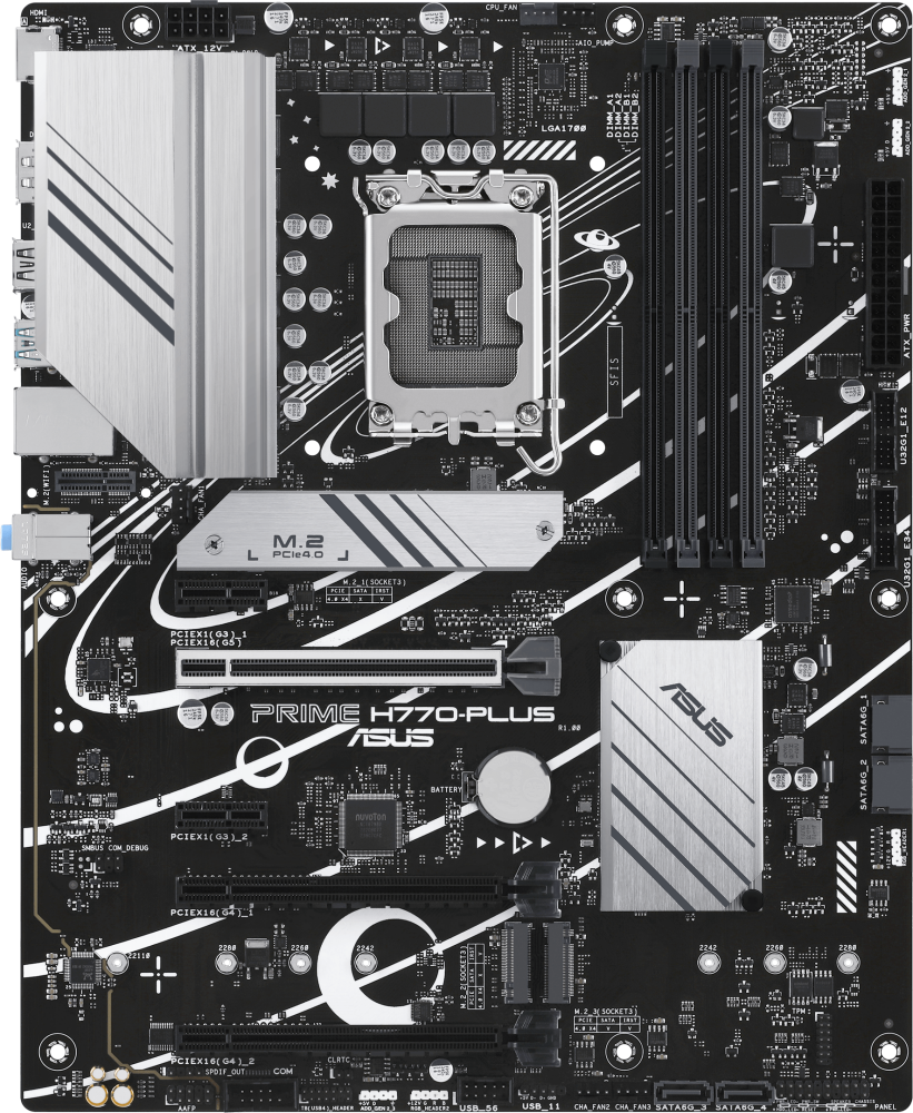 Материнская плата ATX ASUS (LGA1700, H770, 4*DDR5 (7200), 4*SATA 6G RAID, 3*M.2, 5*PCIE, 2.5Glan, HDMI, DP, USB Type-C, 5*USB 3.2, 2*U - фото №5