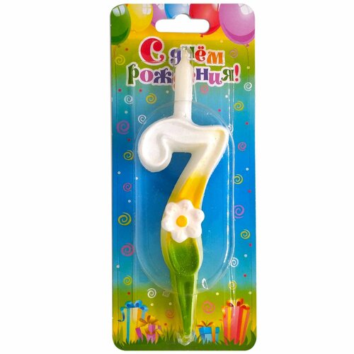 Свеча для торта цифра 7 12см цветок 293₽