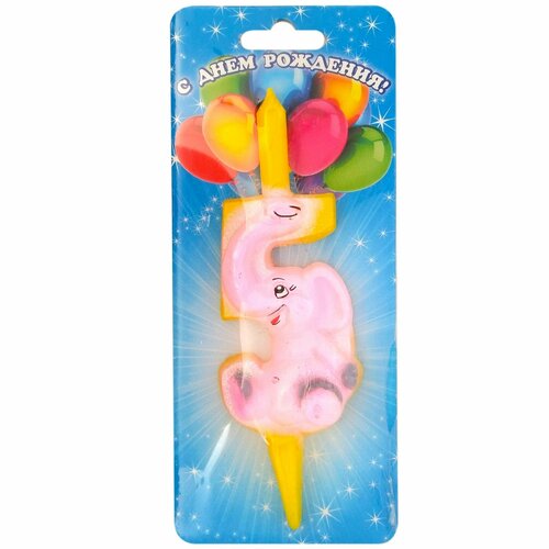 Свеча для торта цифра 5 12см слоненок 293₽