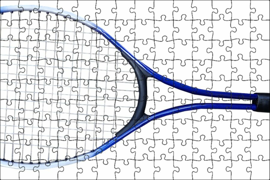 Магнитный пазл "Большой теннис, ракетка, спорт" на холодильник 27 x 18 см.