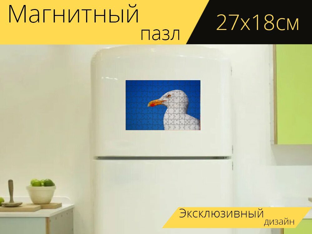 Магнитный пазл "Чайка, птица, животных" на холодильник 27 x 18 см.