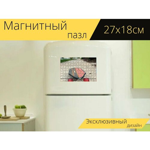 Магнитный пазл Скейтборд, тротуар, скейтбордист на холодильник 27 x 18 см. магнитный пазл походу тащить тротуар на холодильник 27 x 18 см