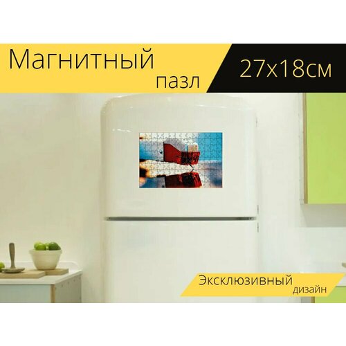 Магнитный пазл Проигрыватель, винил, музыка на холодильник 27 x 18 см. магнитный пазл проигрыватель поворотный стол высокий на холодильник 27 x 18 см