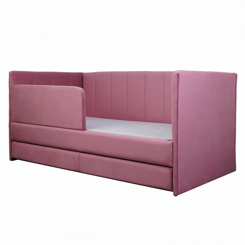 Кровать-диван Хагги 200*90 розовая с защитным бортиком, ящиком для хранения