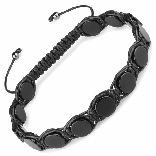 фото Браслет everiot, агат, размер 18 см, диаметр 14 см, черный