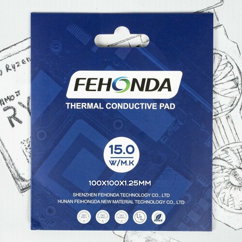 Термопрокладка Fehonda 100 x 100 x 1.25мм 15W