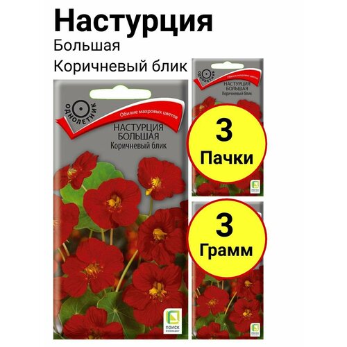 Настурция большая Коричневый блик 1 грамм, Поиск - 3 пачки гелихризум королевский размер красный 0 1 грамм поиск 3 пачки