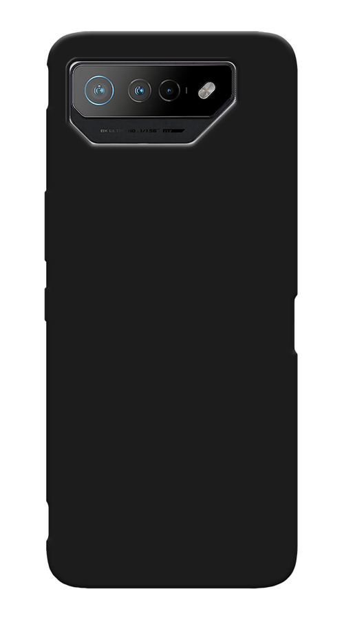 Матовый силиконовый чехол на Asus ROG Phone 7 / Асус Рог Фон 7 с защитой камеры, черный