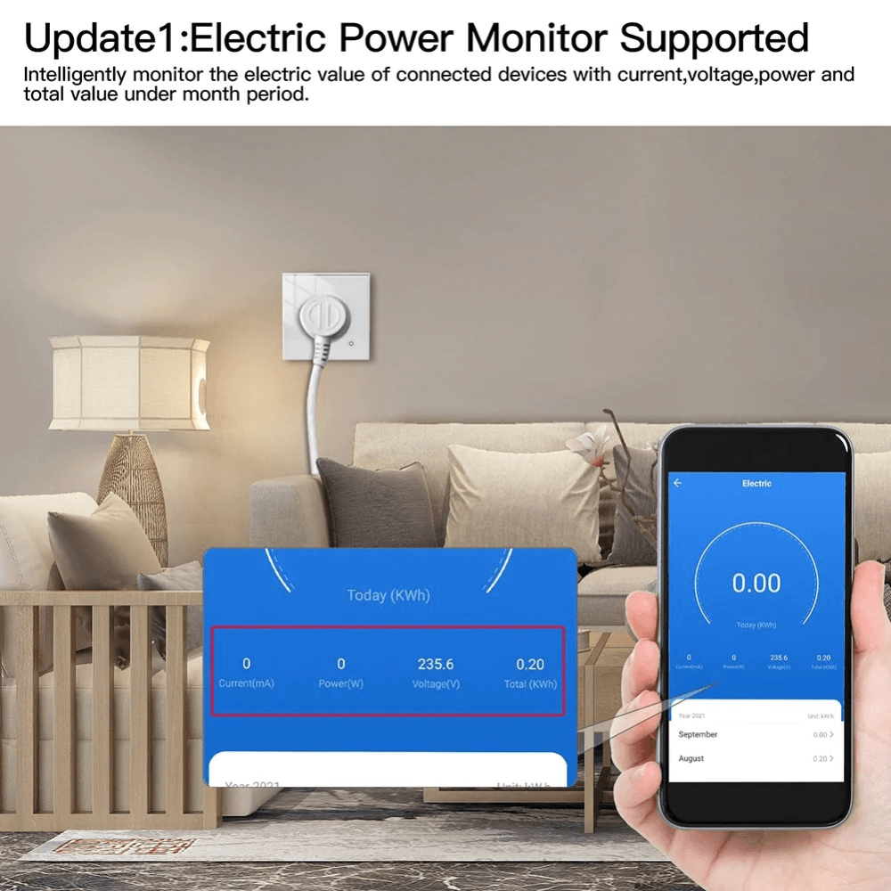 Розетка 1-пост. MOES Smart Socket WK-EU, Wi-Fi, 95-250 В, 16А, встраиваемая IP20, шторки + ЗК, белая - фото №9