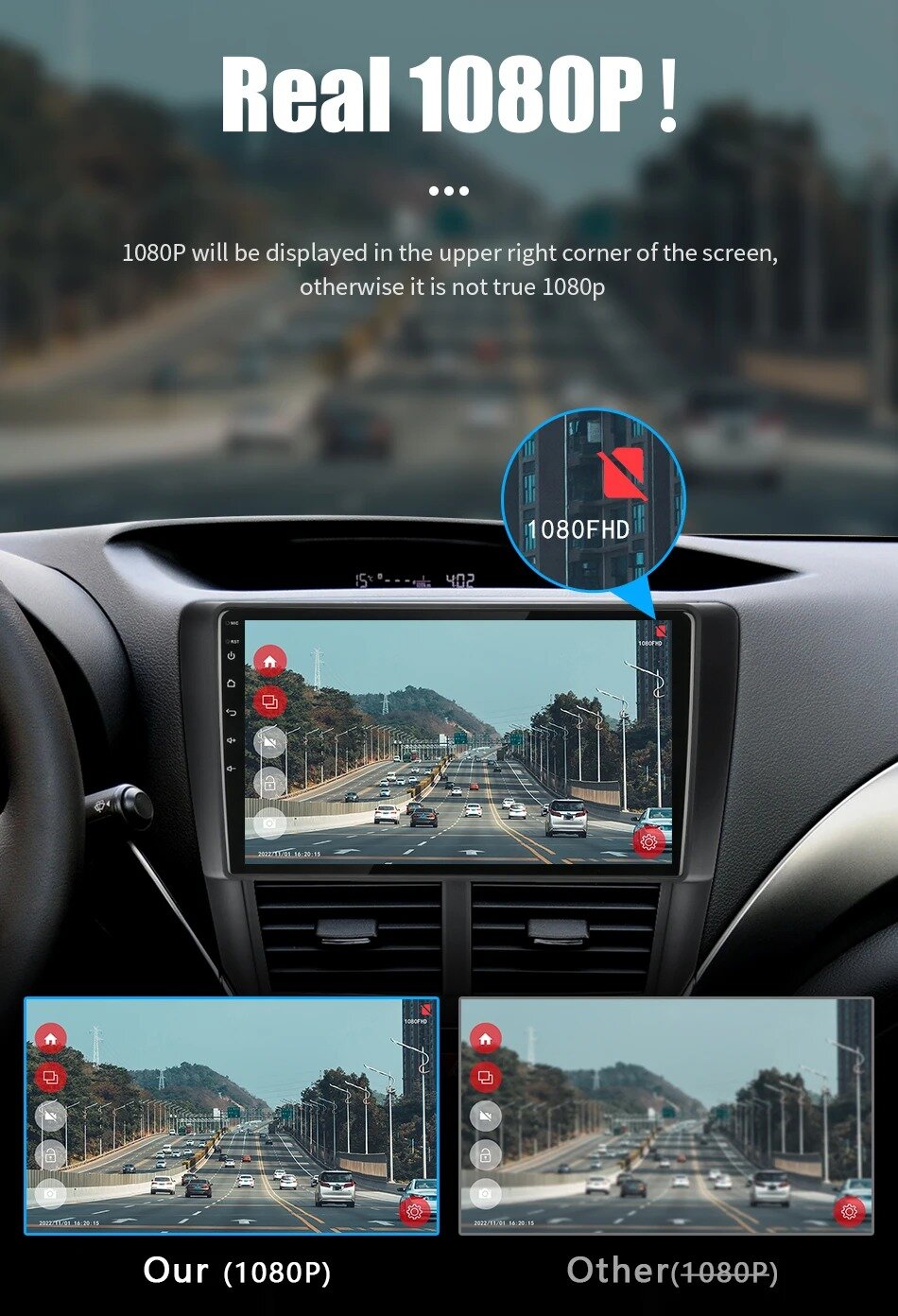 Автомобильный видеорегистратор с функциями ADAS и Android 1080P U6PRO